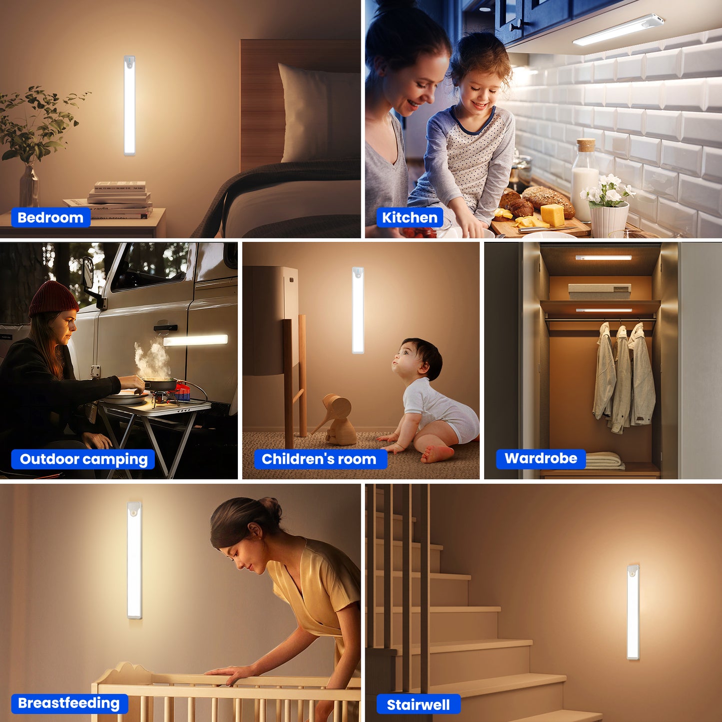 Homelist 12/15.7 Inches Under Cabinet Light, Wireless Under Cabinet Lighting Motion Sensor, Rechargeable Battery Powered