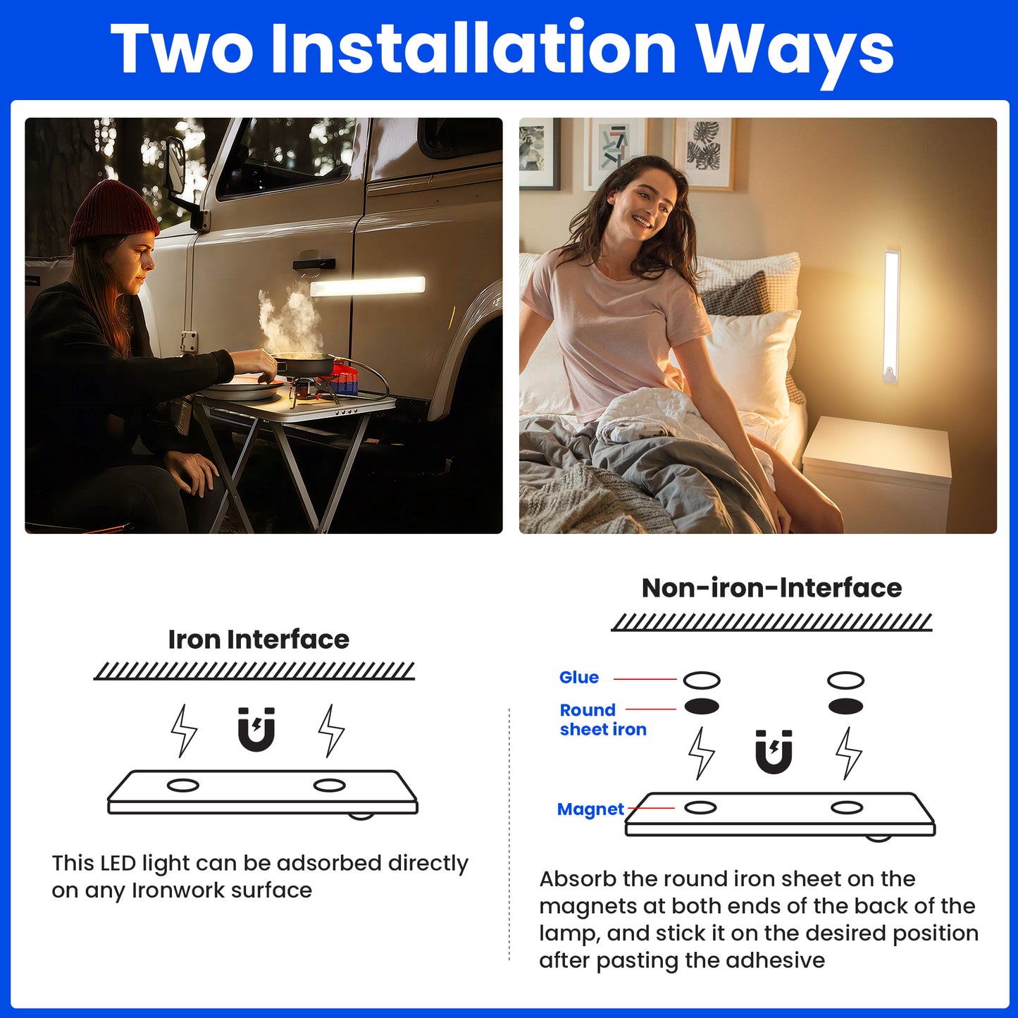 Homelist 12/15.7 Inches Under Cabinet Light, Wireless Under Cabinet Lighting Motion Sensor, Rechargeable Battery Powered