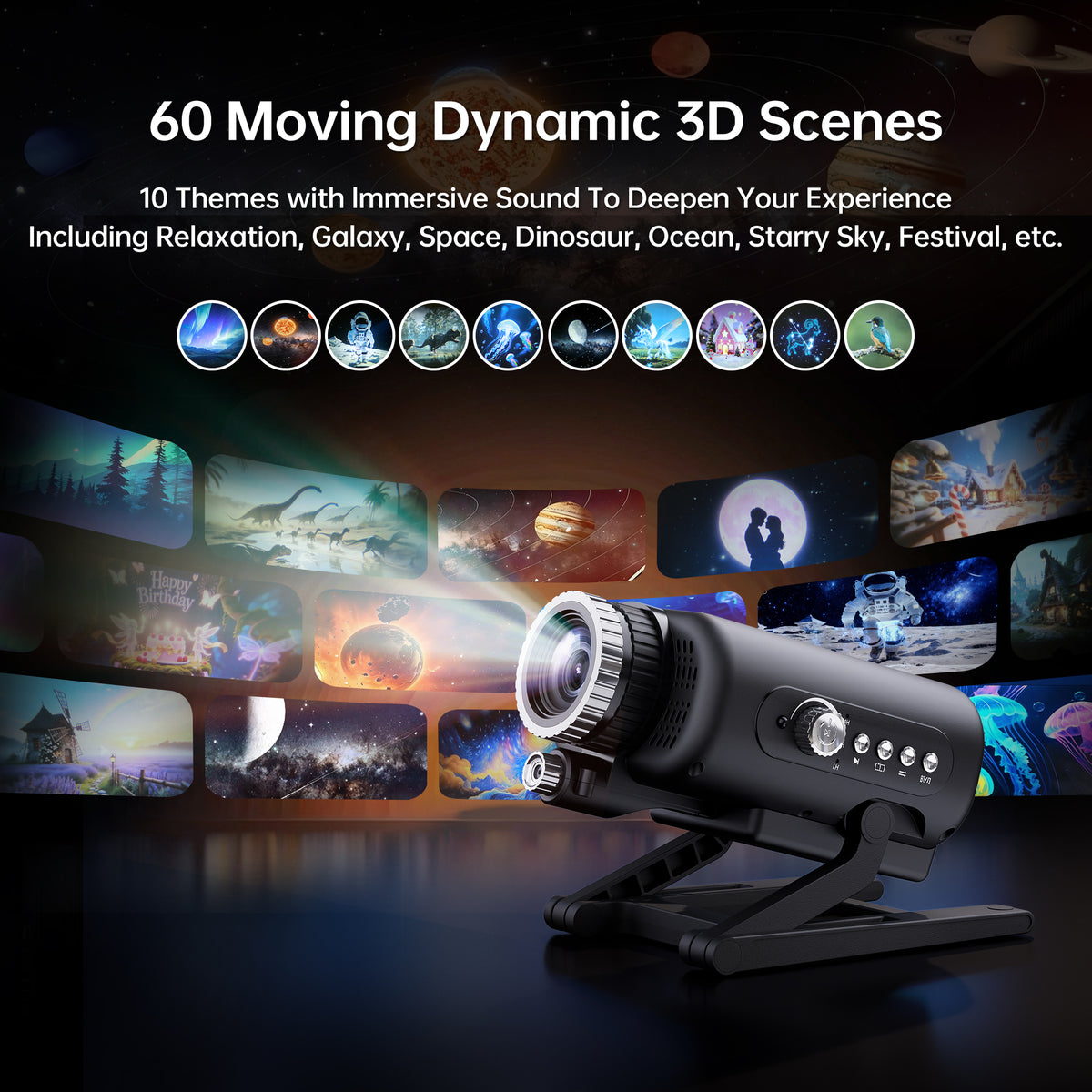 3D Galaxy Sleep Aid Projector | 60 Scenes | Bluetooth Music | Timer ...